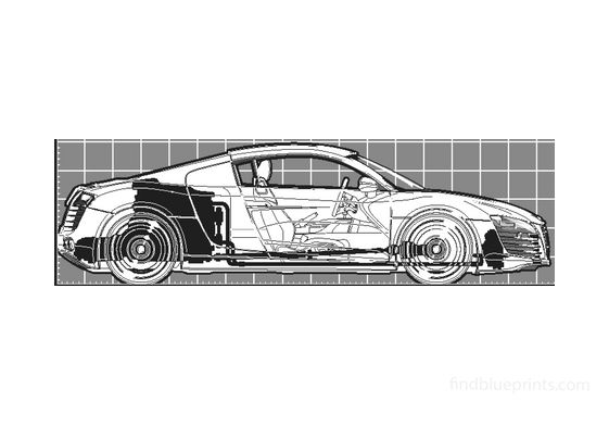 Download drawing Audi R8 4.2 FSI Coupe 2008 in ai pdf png svg formats